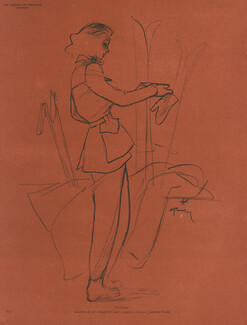 Hermès (Couture) 1945 Costume de Ski, René Gruau