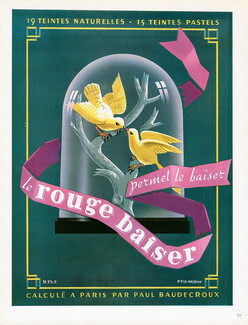 Rouge Baiser 1948 Birds, Pierre Fix-Masseau, Lipstick