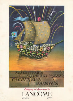 Lancôme (Perfumes) 1948 E.M. Pérot, Fêtes de Paris, Etiquette Noire...