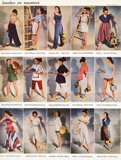 Jambes en vacances 1948 Beachwear, Marcel Rochas, André Ledoux, Calixte, Christian Dior... Photo Kitrosser