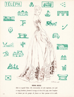 Nina Ricci 1948 Victoria Nat, Fashion Illustration, Pictogrammes