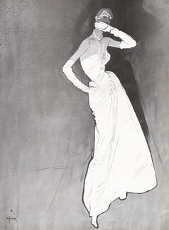 Christian Dior 1949 René Gruau, Evening Gown
