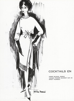 Pierre Balmain 1959 Double Tunique, Jérôme Tramini, Fashion Illustration
