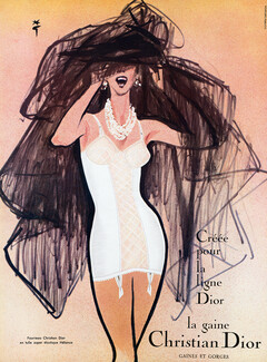 Christian Dior (Lingerie) 1960 René Gruau, Fourreau en tulle Helanca