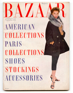 Harper's Bazaar September 1953 Cover Givenchy, Paris Collections, Photo Richard Avedon