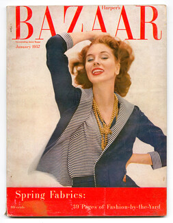 Harper's Bazaar January 1957 Spring Fabrics, Cover Richard Avedon