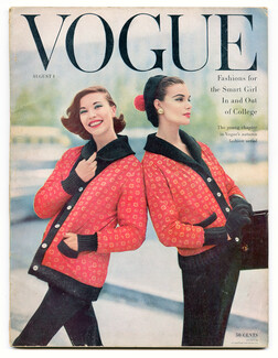Vogue US August 1, 1955 Cover by Prigent, Rutledge, Frissel, Coffin... Blumenfeld Dayton's