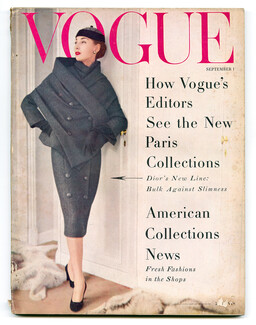 Vogue US September 1, 1955 Christian Dior, The Rise of a New Look, Paris Collections by Henry Clarke and René Bouché, Penn, Horst, Rawlings...