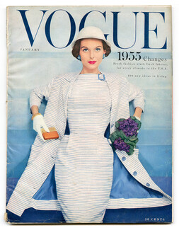 Vogue US January 1955 Photo Blumenfeld, Pierre Balmain, Cartier, Mary Suzuki, Giacometti by Alexander Liberman