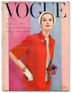 Vogue US February 15, 1955 Photo Blumenfeld, Cartier Jewels, Clifford Coffin, Eric, Villon by Alexander Liberman...