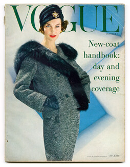 Vogue US October 1, 1956 Cover Karen Radkai, Schlumberger, Perugia-Poiret Shoes, Eric, Mclaughlin, Henry Clarke, William Klein, Bonnard by Alexander Liberman...