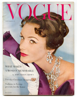 Vogue US November 15, 1956 Cover by Coffin, Schreiner Jewels, Rutledge, Eric, Penn