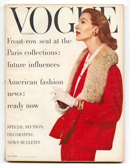 Vogue US September 1, 1956 Paris Look, Cover Penn, Cartier, René Bouché, Henry Clarke, Eric, Horst, Karen Radkai