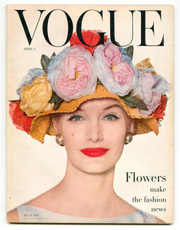 Vogue US April 1, 1956 Photo Irving Penn, Flowers, Marcel Vertès Flowered Circus, Eric, Horst, Coffin, Karen Radkai