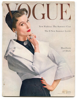 US Vogue April 15, 1953 Cover Blumenfeld, Van Cleef & Arpels, Valentina, Marcel Vertès, Irving Penn, Cecil Beaton, Horst...