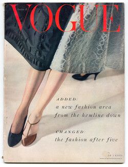 US Vogue October 15, 1953 Shoe and Stockings, Christian Dior's Paris House, Photo Horst, Rawlings, Clarke, Herbert Matter
