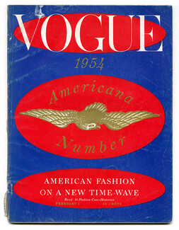 US Vogue February 1, 1954 Americana Issue, René Bouché, Rutledge, Norman Parkinson, Blumenfeld (stockings)...