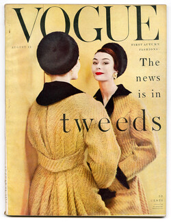 US Vogue August 15, 1954 Tweeds, Photo Frances Mclaughlin, René Bouché, Karen Radkai, Herbert Matter...