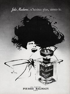 Pierre Balmain (Perfumes) 1969 René Gruau "Jolie Madame"