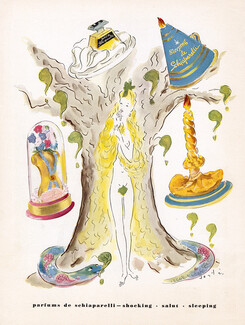 Schiaparelli (Perfumes) 1948 Shocking, Sleeping, Salut, Marcel Vertes, Nude