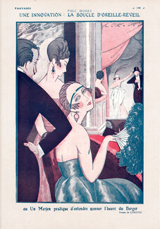 La Boucle d'Oreille-Réveil, 1921 - Fabius Lorenzi "The alarm-clock-earring", Fashion Satire