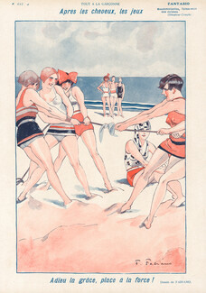 Après les cheveux, les jeux, 1928 - "Tout à la Garçonne..." Beach Games, Swimwear, Fabiano