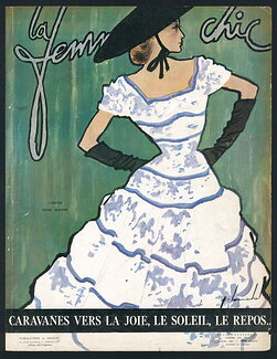 Carven 1948 Tissu Racine, La Femme Chic Cover, Louchel, Fashion Illustration