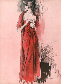 Christian Dior - New York 1958 Red Silk Dress, René Bouché