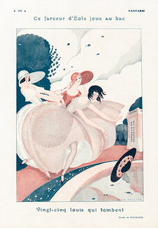 Ce farceur d'Éole joue au bac, 1922 - Gerda Wegener Woman's hat falls in the water
