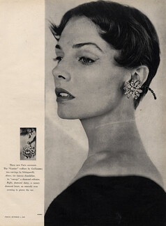 Schiaparelli (Earrings) 1949 Gamine Hairstyle by Guillaume, Photo Horst