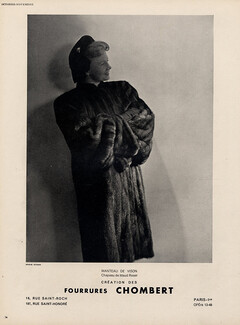 Chombert 1947 Fashion Photography, Fur Coat