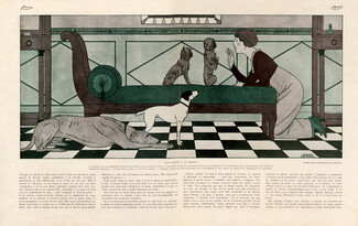Bernard Boutet de Monvel 1912 Sighthound Greyhound Dogs, Decorative Arts