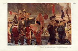 Albert Besnard 1912 ''Laveuses'' Topless Indian washers