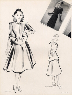 Y. de Saux 1941 Robert Piguet & Mad Carpentier Fashion Illustration