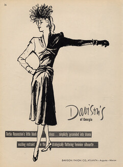 Nettie Rosenstein (Couture) 1945 Davison's, Fashion Illustration