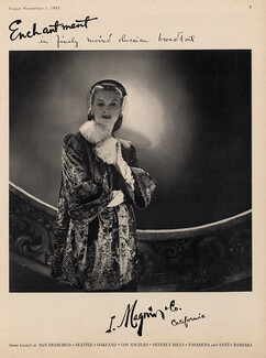 I. Magnin & Co. (Couture) 1943 Fashion Photography, Fur Coat