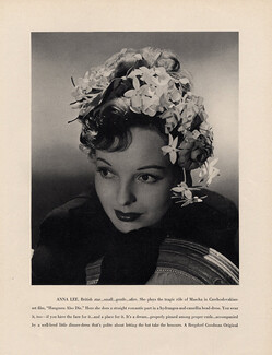 Anna Lee 1943 Bergdorf Goodman, Flowers Hat