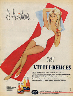 Vittel-Délices 1957 Hugues Ghiglia, Swimwear Pin-up