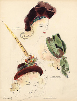 Jean Moral 1945 Hats, Claude Saint-Cyr, Gabrielle