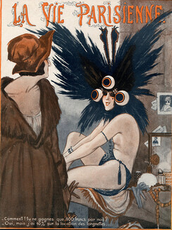 Vallée 1920 Music-Hall Chorus Girl Feathers Hat Costume