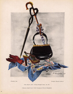 Fashion Goods Marcelle Ladousse 1947 Handbag Duc, Scarf Rodolphe Simon, Jad Umbrella,