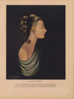 Fernand Aubry & Louis Gervais (Hairstyle) 1945 Rina Rosselli, Earrings, Necklace