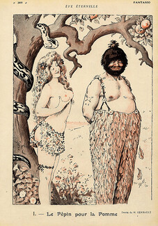 Henry Gerbault 1918 Adam & Eve Snack Topless Mythology