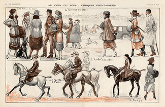 Georges Pavis 1918 ''Au coin du bois...'' Elegant Parisienne Horses
