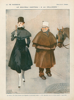 Léonnec 1916 "Le nouveau manteau à la collignon" Elegant Parisienne, Horse