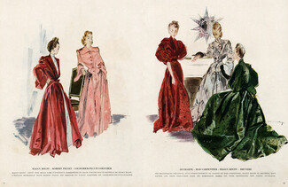 Demachy 1945 Maggy Rouff, Piguet, Carpentier & Bruyère Evening Gown
