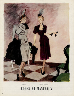 Mourgue 1945 Paquin & Lelong Fashion Illustration
