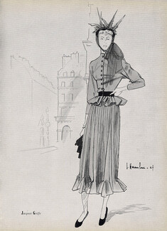 Jacques Griffe 1947 Haramboure Fashion Illustration