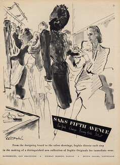 Saks Fifth Avenue 1945 Fashion Illustration, René Bouché