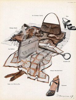 Germaine Guerin, André Daliou, Jad (fashion Goods) 1947 Handbags, Scarf, Shoes, P. Maroquène